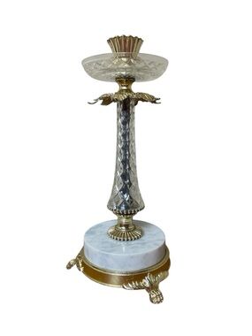 Vintage Hollywood Regency Style Candlestick Faux Gold & Crystal